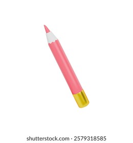 Render of pink pencil to create eyeliner. Vector 3d illustration on isolated white background