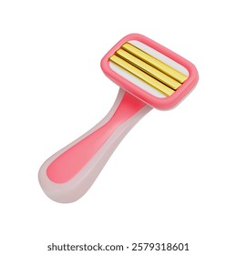 Render Razor with gold blades, a personal hygiene and beauty product. Close-up. Vector illustration on isolated white background.