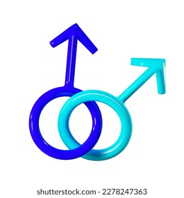 Render of the sign of Mars crossed. Homosexual relationship icon. Vector illustration 3d