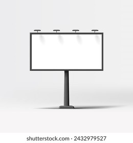 Render Style outdoor road billboard for advertising OOH poster print, large canvas with lights