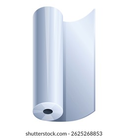 Rendered image of a shiny metal sheet rolled up, isolated on a white background