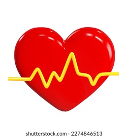 rendering of the heart and pulse 3d. Heartbeat. Vector illustration