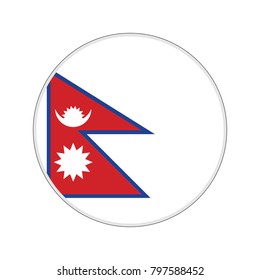 Rendering of Nepal button with flag on gray background.