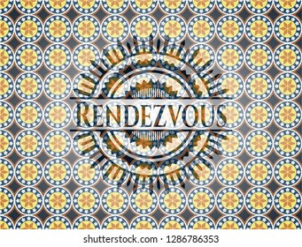 Rendezvous arabesque badge. arabic decoration.