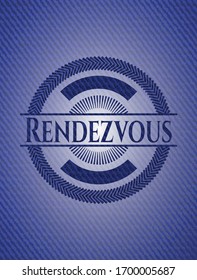 emblema de la cita con textura de denim. Ilustración vectorial. Detallado.