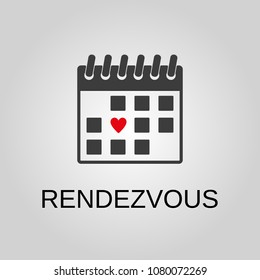 Rendezvous icon. Rendezvous symbol. Flat design. Stock - Vector illustration
