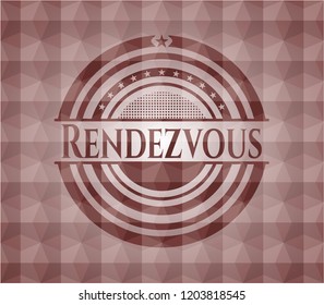 Rendezvous red seamless badge with geometric pattern.