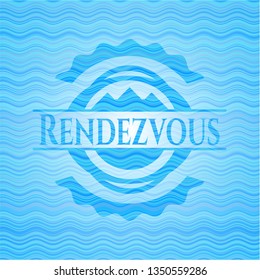 Rendezvous water wave concept style badge.