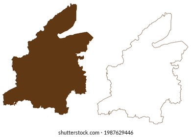 Rendsburg-Eckernforde district (Federal Republic of Germany, rural district, Free State of Schleswig-Holstein, Slesvig Holsten) map vector illustration, scribble sketch Rendsburg-Eckernfoerde map