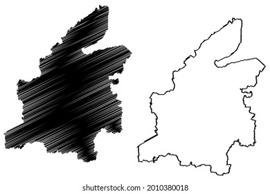 Rendsburg-Eckernforde district (Federal Republic of Germany, rural district, Free State of Schleswig-Holstein, Slesvig Holsten) map vector illustration, scribble sketch Rendsburg-Eckernfoerde map