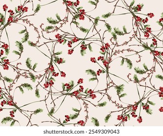moda elegante desenhado à mão outono inverno Seco Botânico Floral sem costura Padrão, Vetor Flores ilustração, Design para moda, tecido, têxtil, papel de parede, tampa, web, envoltório