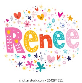 Renee girls name decorative lettering type design