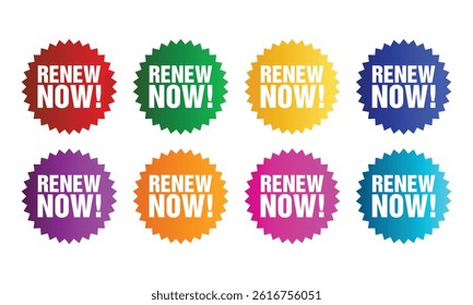 Renew now sticker vector template