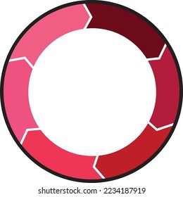 Renew and refresh circle with 6 arrows. Six elements forming circular symbol. Blue color infographic vector illustration.