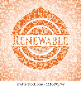 Renewable abstract orange mosaic emblem