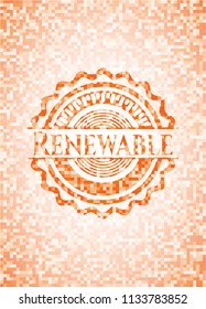 Renewable abstract orange mosaic emblem