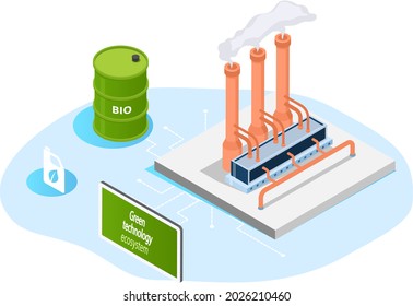 Renewable alternative energy producing. Ecological consumption for fiber technology production. Nature friendly and clean fuel substitute. Biofuel production using green technologies at plant
