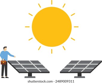 renewable alternative energy. solar energy, solar panel technology. Renewable technology replaces fossil technology, environmental resource extraction schedule vector design. vector illustration.