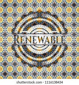 Renewable arabic emblem background. Arabesque decoration.