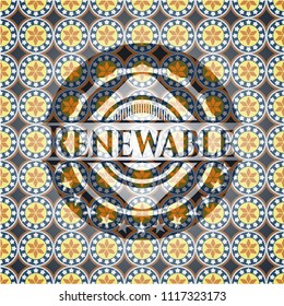 Renewable arabic style emblem. Arabesque decoration.