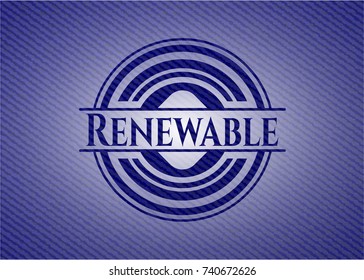 Renewable badge with denim texture