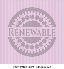 Renewable badge with pink background