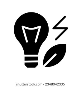 Renewable electric power source black glyph icon. Environment protection method. Smart energy consumption. Silhouette symbol on white space. Solid pictogram. Vector isolated illustration