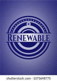 Renewable emblem with jean background