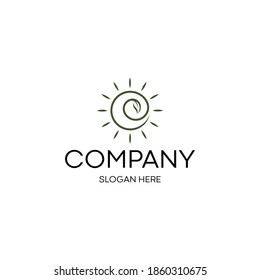 Logo-Design für erneuerbare Energien. Vektorgrafik. Leaf-Logo. Logo-Design von Sun