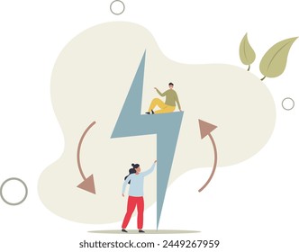 Renewable energy with alternative electricity production .flat vector illustration.