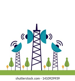 renewable energy antenna tree forest vector illustration