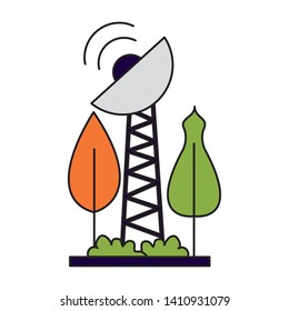 renewable energy antenna tree forest vector illustration