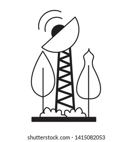 renewable energy antenna tree forest vector illustration