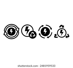 renewable energy with arrow circle shape icons symbol vector design simple black white color illustration modern style