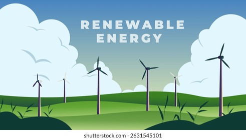 Renewable energy background windmill illustration