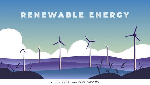 Renewable energy background windmill illustration