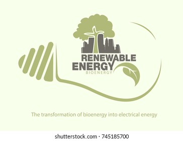 Renewable energy of bioenergy in bulb. The concept of ecology