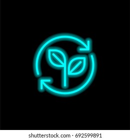 Renewable energy blue glowing neon ui ux icon. Glowing sign logo vector