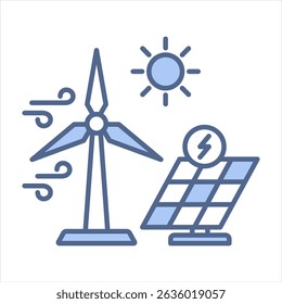 Renewable Energy Blue Icon Vector Illustration