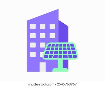 Renewable Energy Building illustration. Sustainable workplace icon illustration. Sustainable Building Icon. 