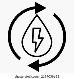 Renewable energy circle via water energy with a electrical symbol in it