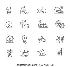 renewable energy, clean energy icon set