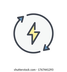 Renewable Energy color line icon. Renewable Power vector outline colorful sign.