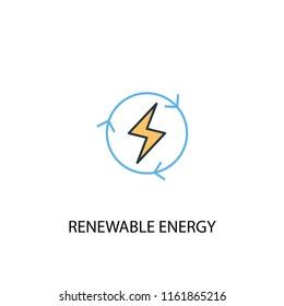Renewable energy concept 2 colored line icon. Simple yellow and blue element illustration. Renewable energy concept outline symbol design from green energy set