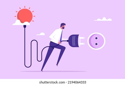 Renewable energy concept - Businessman using energy of the sun