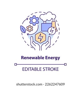 Renewable energy concept icon. Natural source. Geothermal power advantage abstract idea thin line illustration. Isolated outline drawing. Editable stroke. Arial, Myriad Pro-Bold fonts used