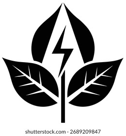 Concepto de energía renovable con diseño de ilustración de relámpago y hoja