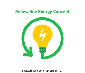 Renewable energy concept. Sustainability energy icon illustration.