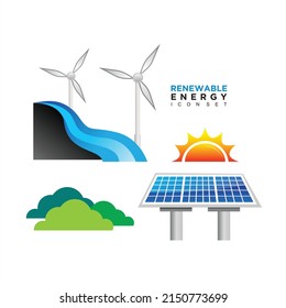 Renewable energy design set vector and illustration