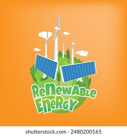 Renewable energy and earth vector illustration